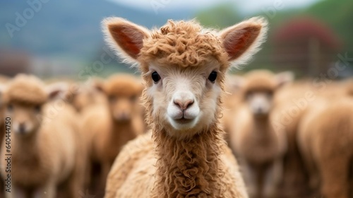 Endearing alpaca with a fluffy  expressive face