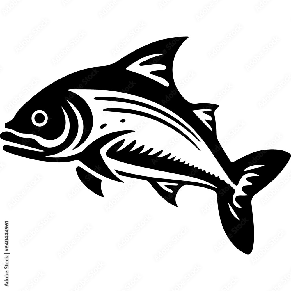 Obraz premium silhouette fish on a white background, vector illustration