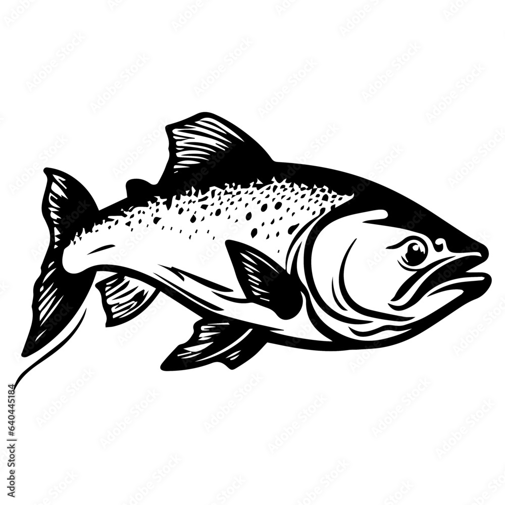 silhouette fish on a white background, vector illustration silhouette fish on a white background, vector illustration