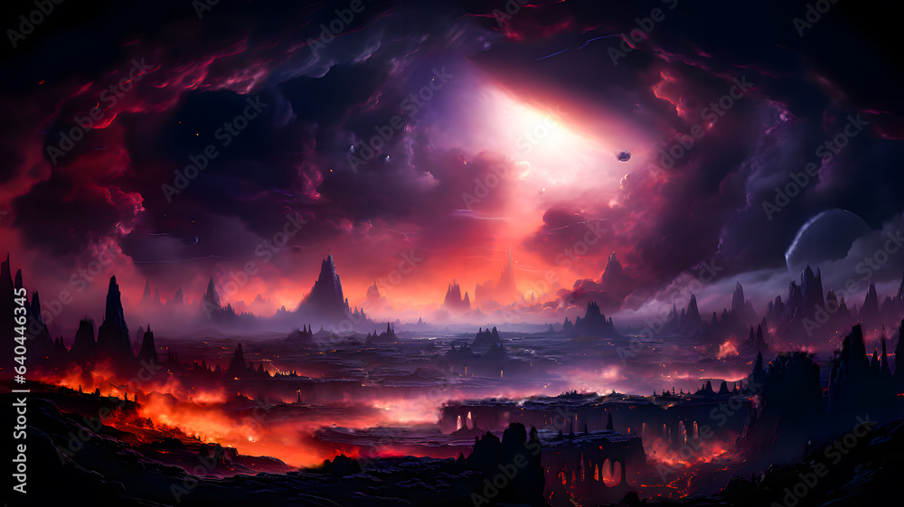 Space scene with stars, planets and asteroids in the galaxy. Panorama. Abstract Universe filled with stars, planets, asteroids, nebula and galaxy. Generative AI technology. Space scene with stars, planets and asteroids in the galaxy. Panorama. Abstract Universe filled with stars, planets, asteroids, nebula and galaxy. Generative AI technology.