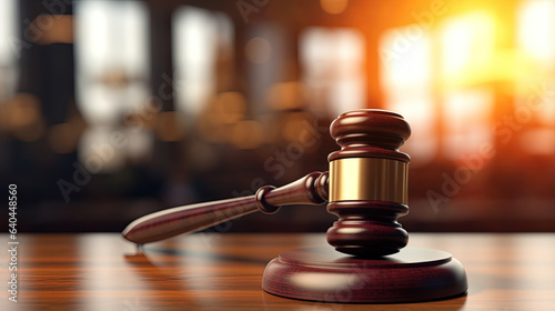 Close Up of Wooden Judge Gavel on Blurred Background