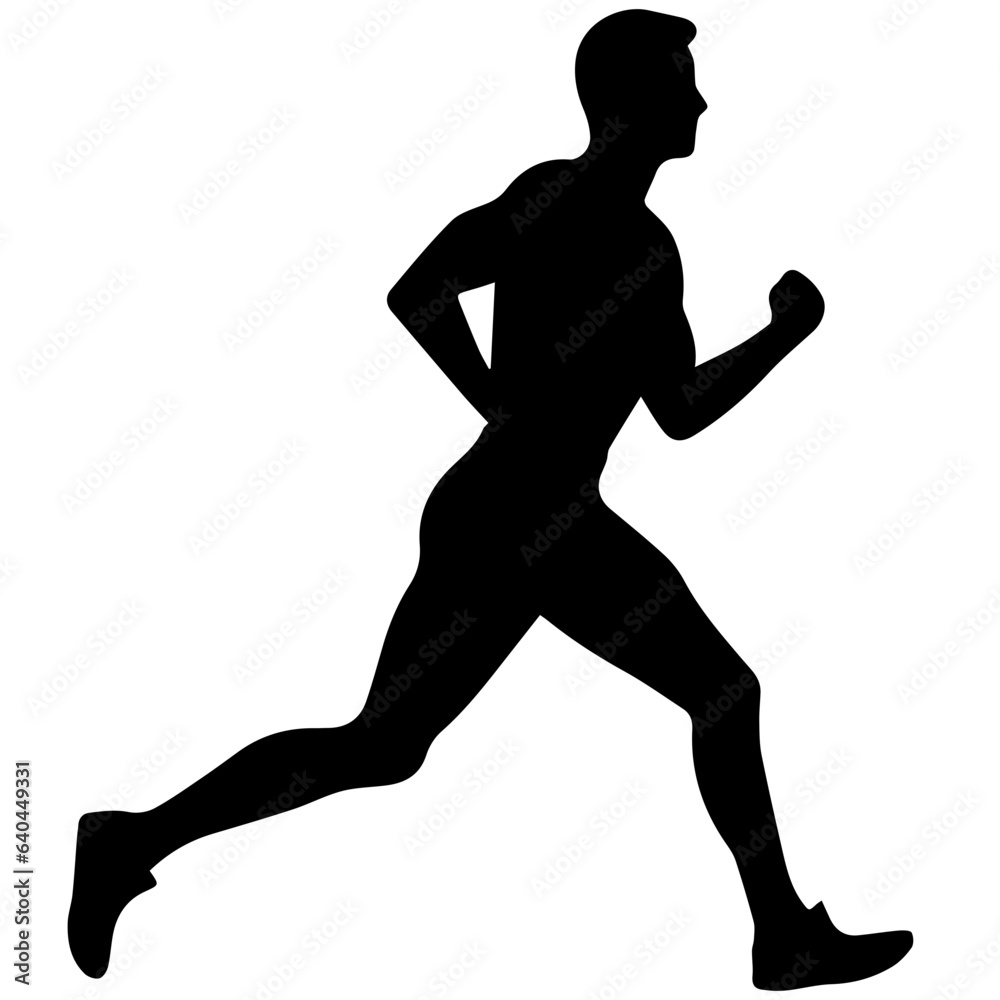 Silhouette of a running man or jogger or sprinter