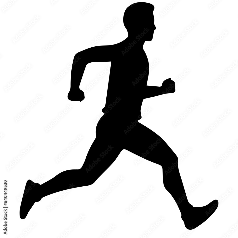 Silhouette of a running man or jogger or sprinter Silhouette of a running man or jogger or sprinter