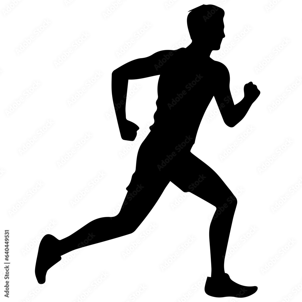 Silhouette of a running man or jogger or sprinter