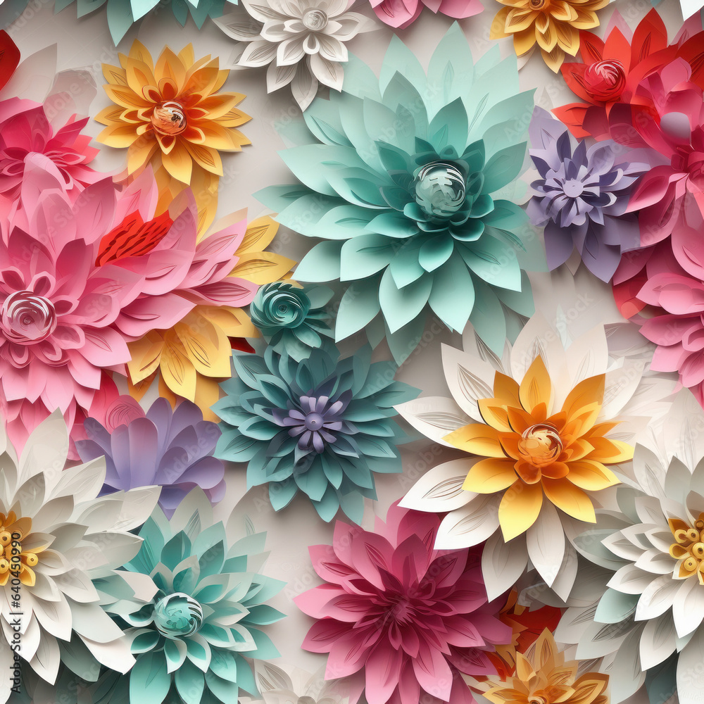 Obraz premium 3D Style Flower Seamless Patterns