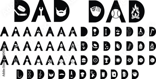 Dad Custom Letter Design Clipart - Build your Own Kit with Sports and Hobbies