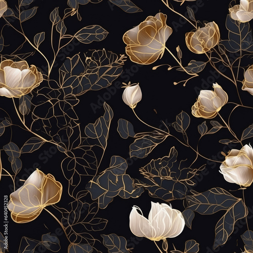 Golden Luxe Gilded Flowers Seamless Tiling Patterns © Alan