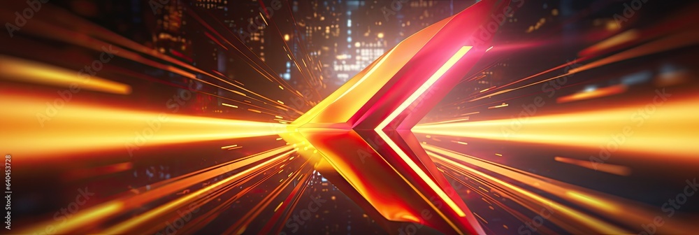 Colorful laser lights in 3D space with sharp curves, red, yellow Colorful laser lights in 3D space with sharp curves, red, yellow