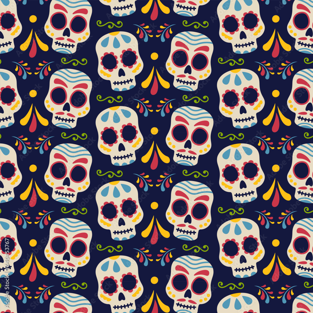 Pattern For Day Of The Dead Decoration. Vector Flat Illustration Pattern For Day Of The Dead Decoration. Vector Flat Illustration
