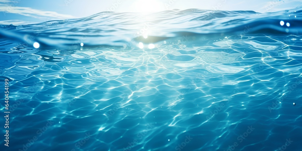 Beautiful natural blue background with highlights on the water. The concept of summer holidays at sea. generative AI Beautiful natural blue background with highlights on the water. The concept of summer holidays at sea. generative AI