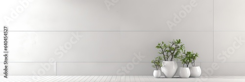 Modern interior design wall mockup with copy space. Houseplants in pots 