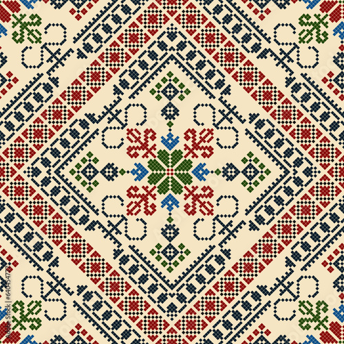 Traditional Latvian embroidery seamless pattern, vector illustration