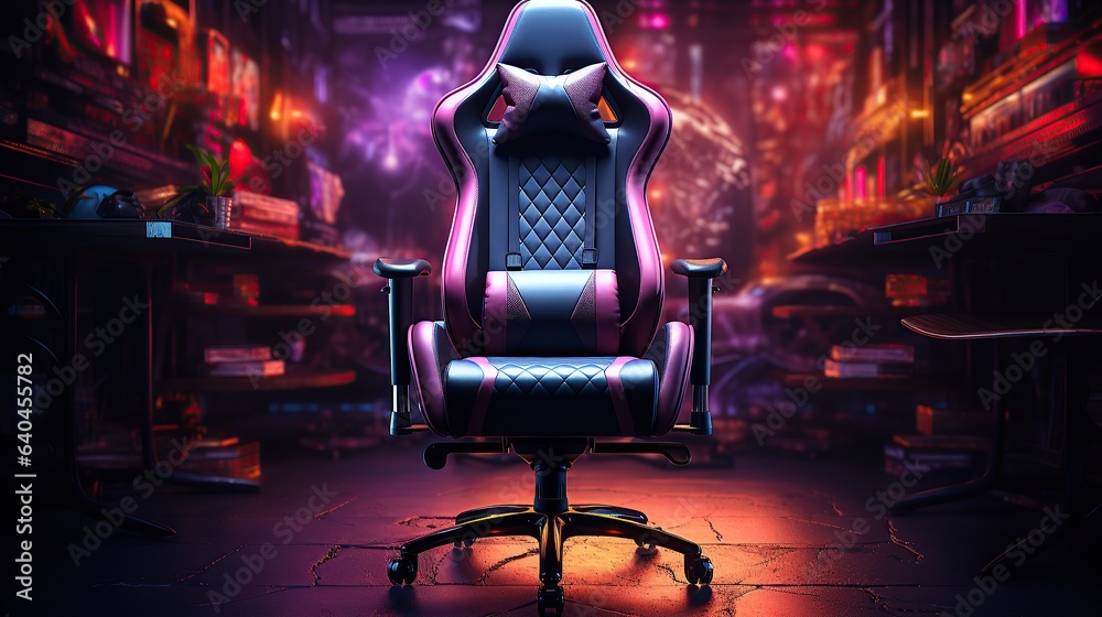 Gamer chair with multicolored neon lights