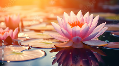 beautiful blooming pink lotus flower. © Ziyan Yang