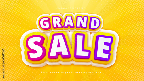Yellow violet and white grand sale modern typography premium editable text effect