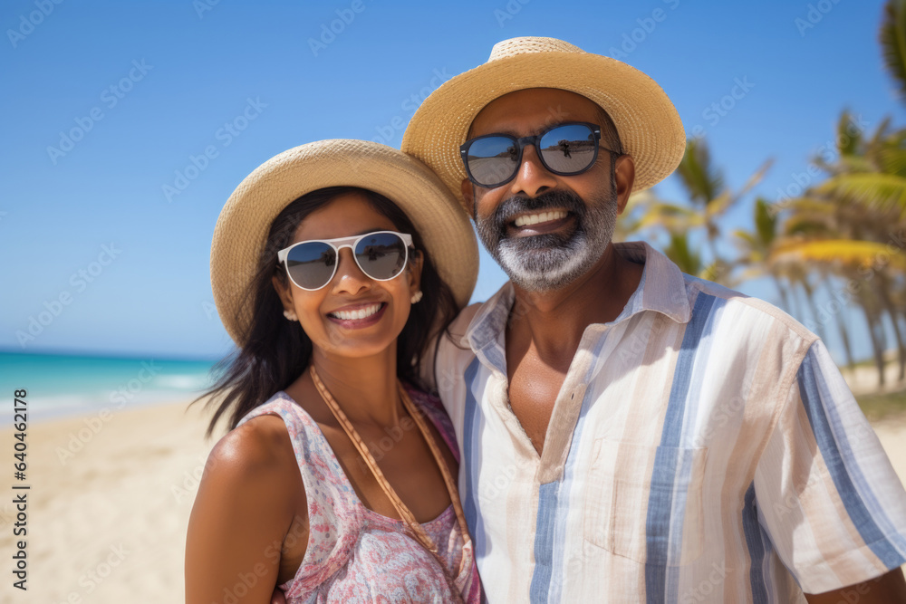 adult couple happy expression summer holidays and beach concept.