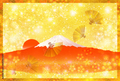 富士山　日の出　年賀状　背景