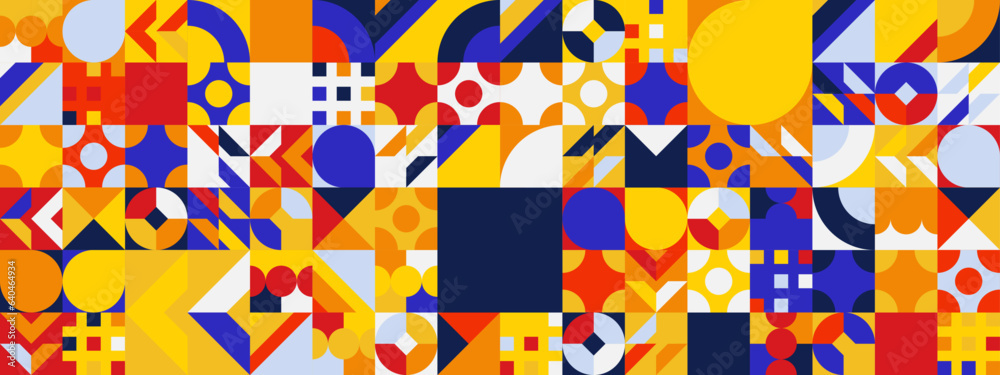 Colorful modern geometric banner with shapes Colorful modern geometric banner with shapes