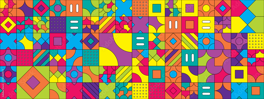 Colorful modern geometric banner with shapes Colorful modern geometric banner with shapes