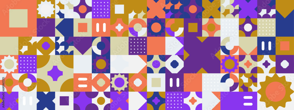 Colorful modern geometric banner with shapes