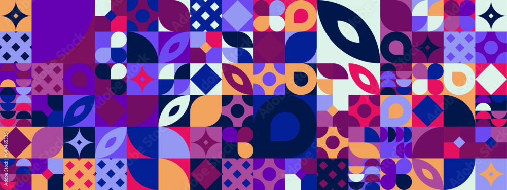 Colorful modern geometric banner with shapes Colorful modern geometric banner with shapes
