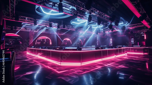 Concert stage with spotlights. show and scene, entertainment disco party. © MUCHIB