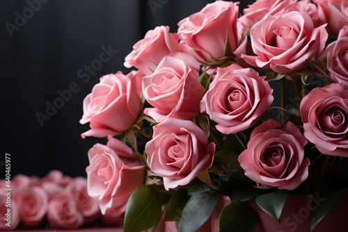 graceful image of pink roses right blank area plain  