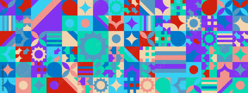 Colorful modern geometric banner with shapes