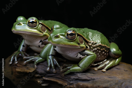 a pair of frogs are courting
