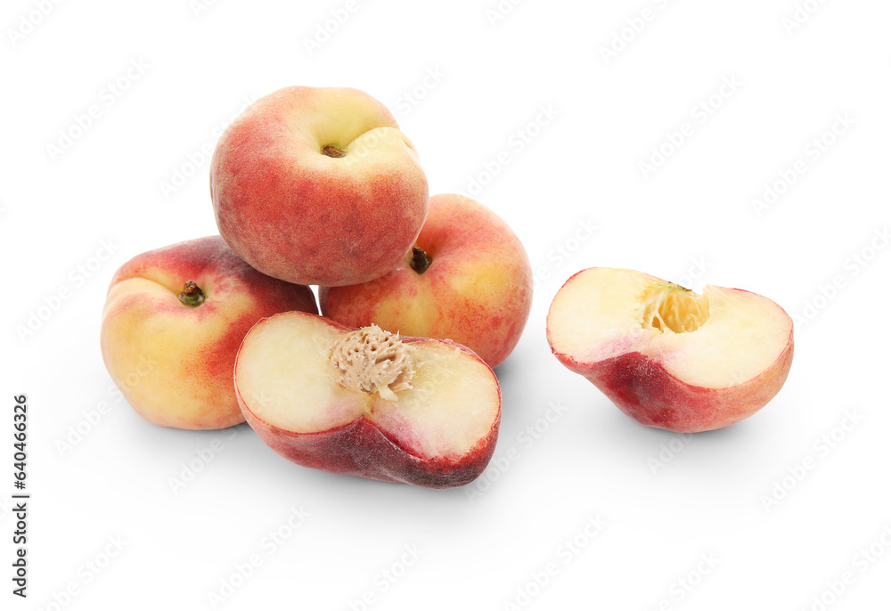 Sweet fig peaches on white background Sweet fig peaches on white background