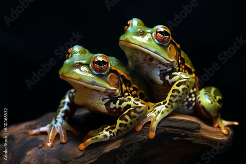 a pair of frogs are courting