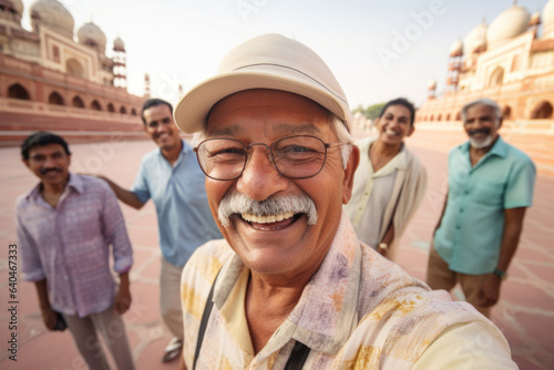 middle age adult man happy expression traveler concept . 