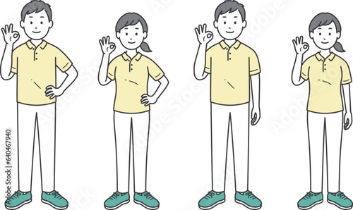 OKポーズをする介護士男女