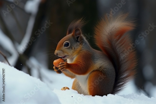 a squirrel eating nuts in the snow © imur