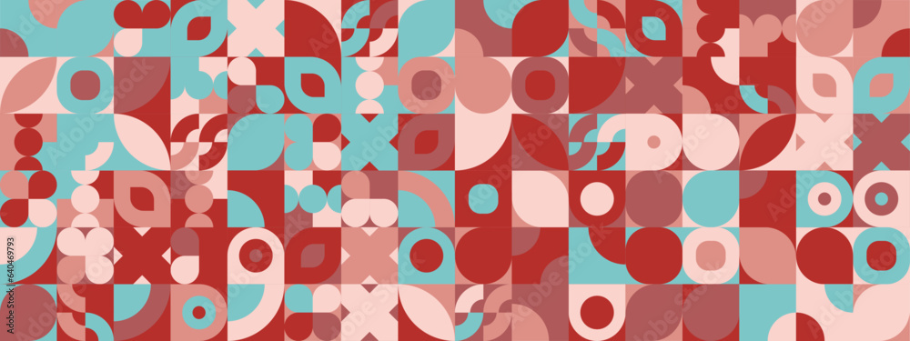 Blue pink and red modern geometric banner with shapes Blue pink and red modern geometric banner with shapes