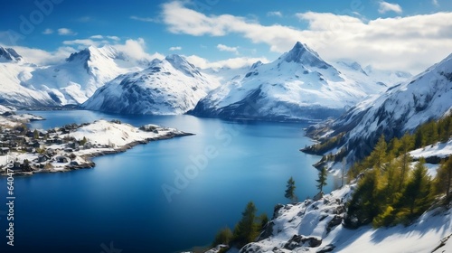 Majestic fjords surrounded by towering snow-capped peaks 