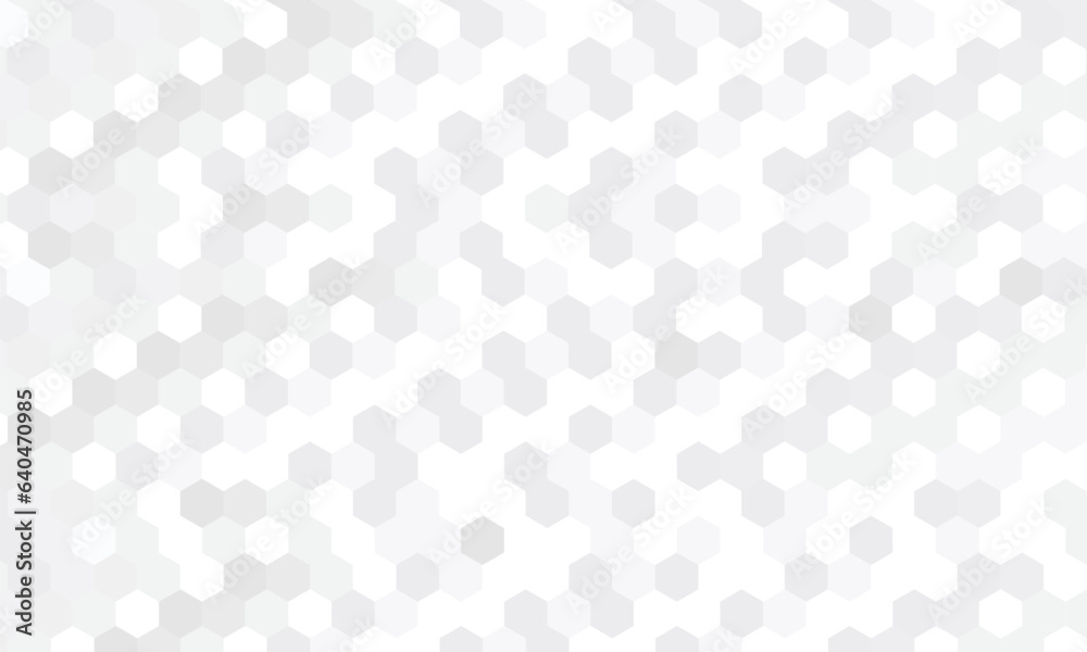 Gray and white abstract wide horizontal banner with hexagon carbon fiber network technology vector background