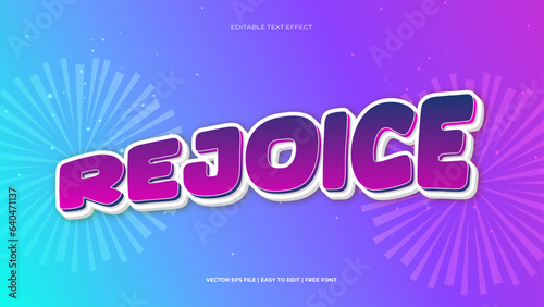 Rejoice Editable 3D Text Effect Mockup. Glowing Graphic Style