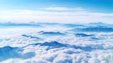 Aerial view White clouds in blue sky. Top. View from drone. Aerial bird's eye. Aerial top view cloudscape. Sky background