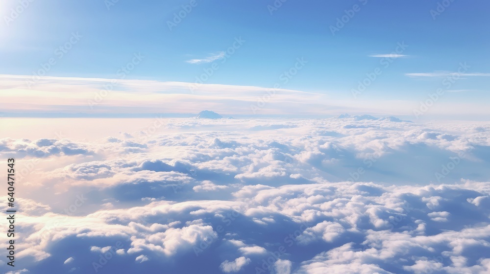 Aerial view White clouds in blue sky. Top. View from drone. Aerial bird's eye. Aerial top view cloudscape. Sky background