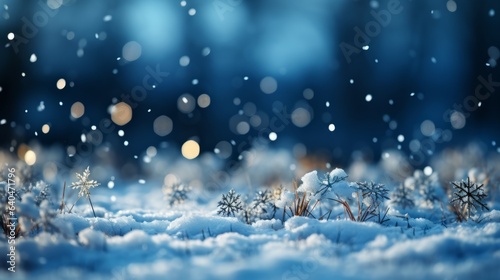 A snowy winter scene with beautiful lighting. Generative AI.  © Elle Arden 