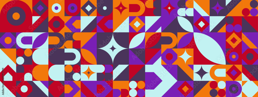 Colorful modern geometric banner with shapes Colorful modern geometric banner with shapes
