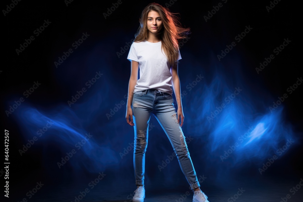 dynamic Full body stock photo of a Pretty 18 years old girl - stockphoto concepts