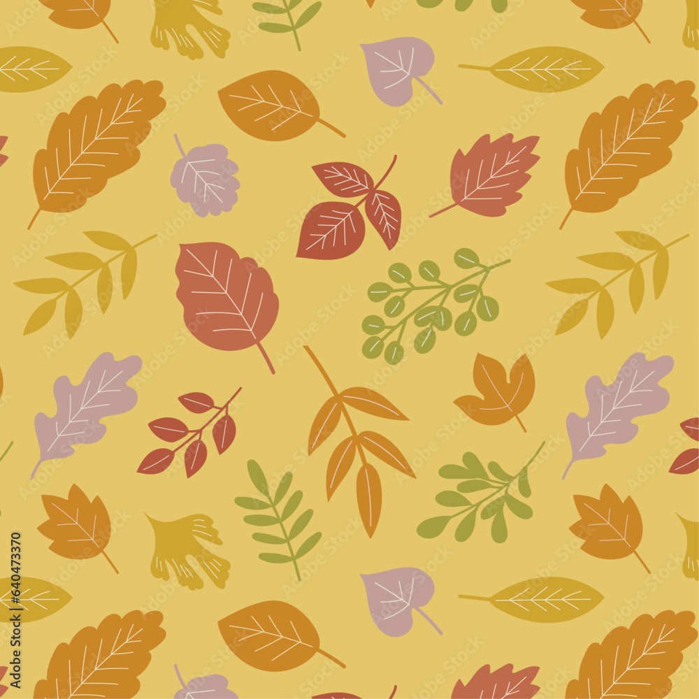 葉っぱのシームレスパターン（秋）