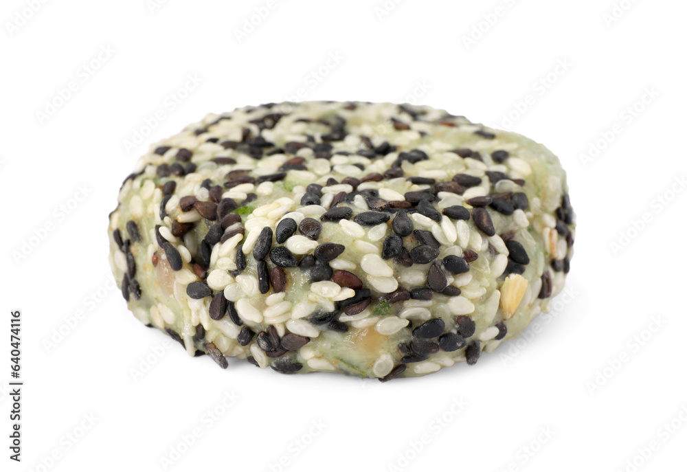 Vegan cutlet with sesame seeds isolated on white Vegan cutlet with sesame seeds isolated on white