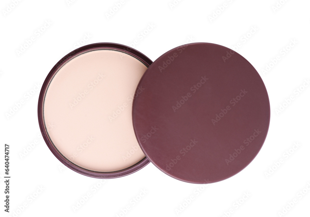 Face powder isolated on white, top view