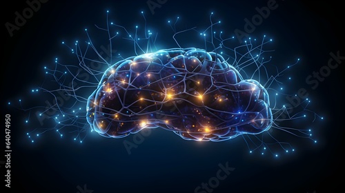 3D Rendered Human Brain  Nervous system in the human brain powered by artificial intelligence  Brain digital transformation  and AI with future and the 3D human mind and tech with the digital world 