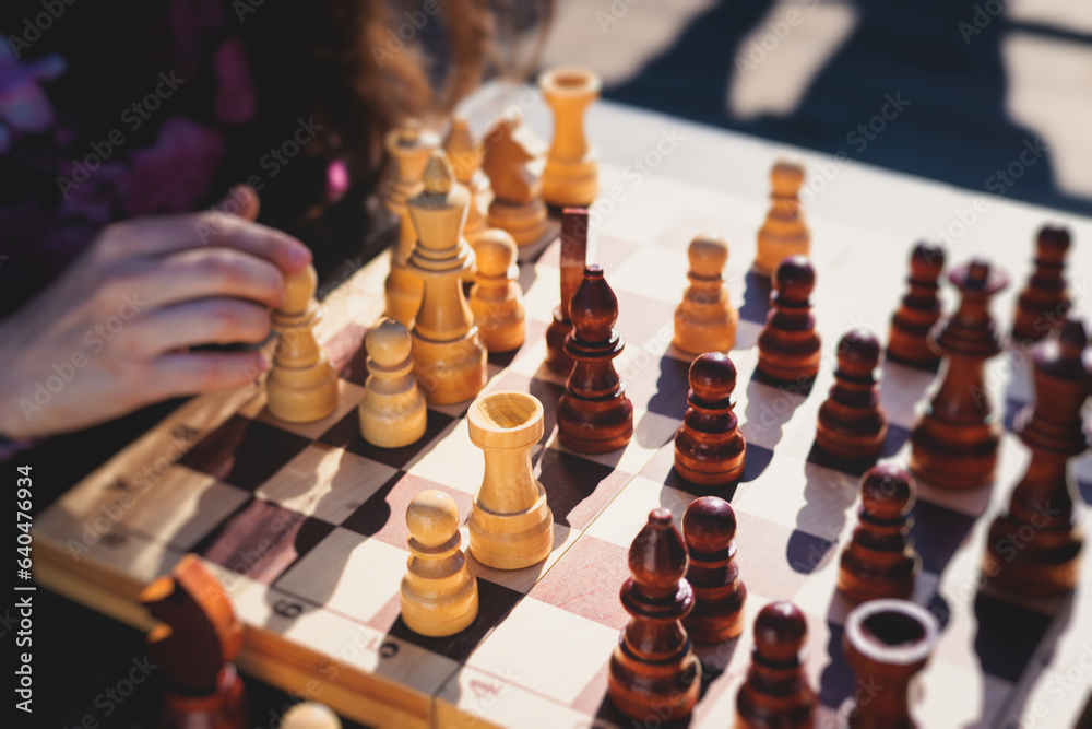 custom made wallpaper toronto digitalChess tournament, kids and adults participate in chess match game outdoors in a summer sunny day, players of all ages play, competition in chess school club with chessboards on a table