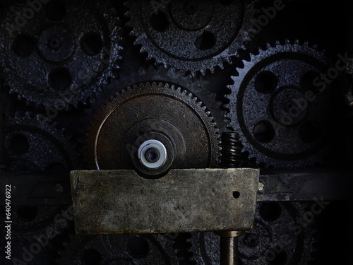 Closeup of Greasy Gears, machine industrial