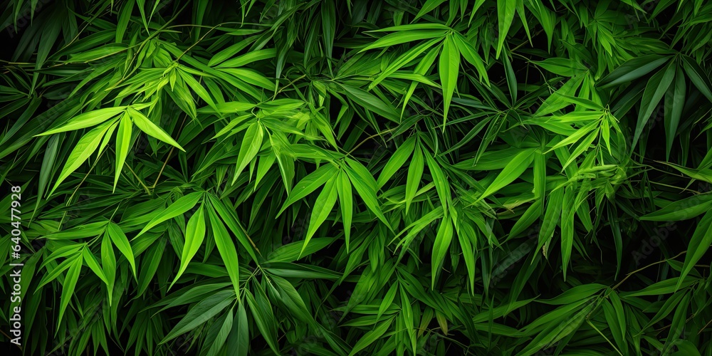 Fototapeta premium illustration of tropical leaves, bamboo, generative AI